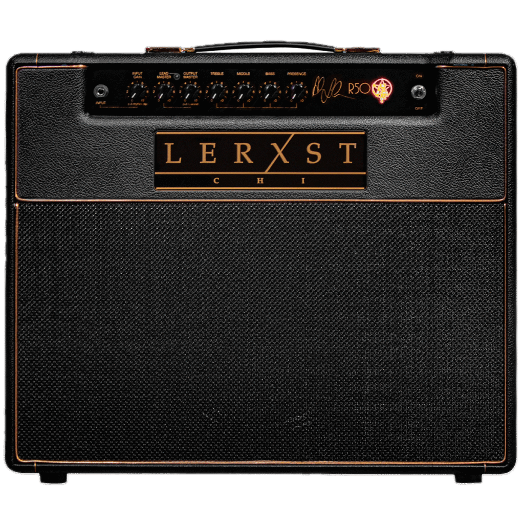 Lerxst RUSH CHI combo amp, black and copper design with Alex Lifeson signature, boutique tube amplifier captured for Reamp Forge gear showcase.