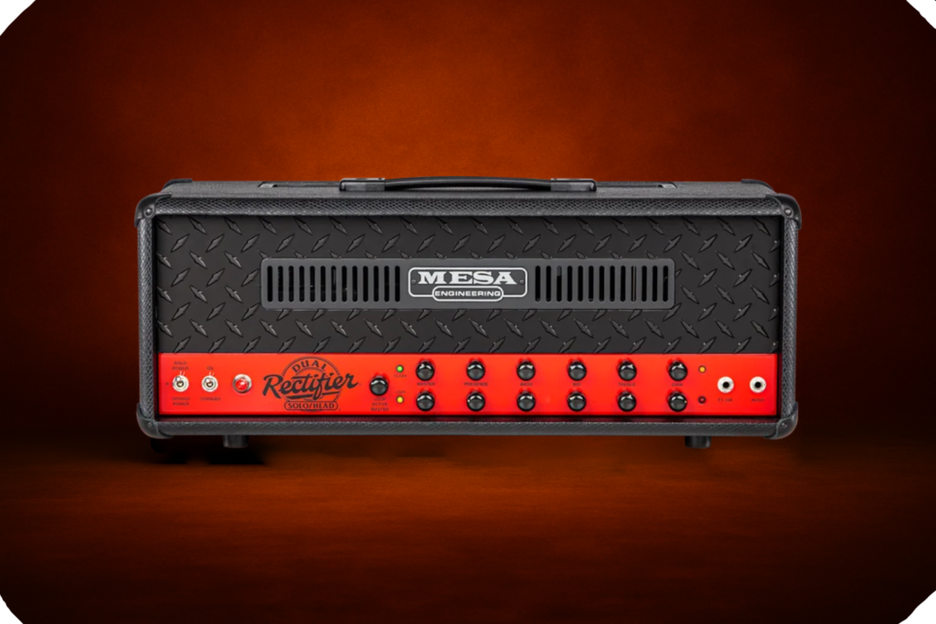 Front view of the Mesa Boogie ’90s Dual Rectifier amplifier head