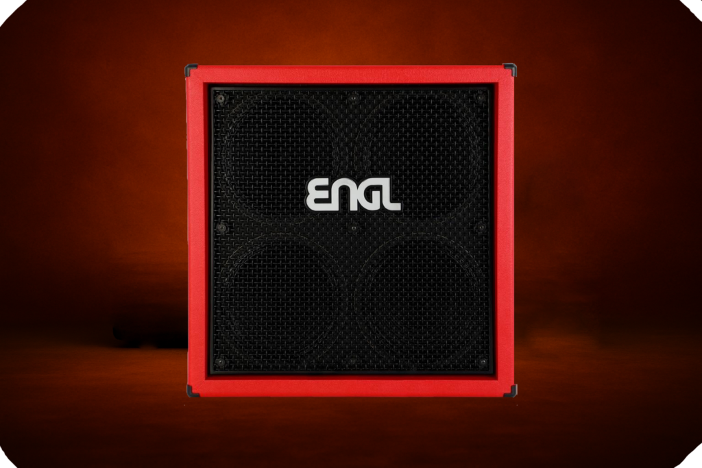 ENGL 4x12 guitar speaker cabinet with custom red tolex front view