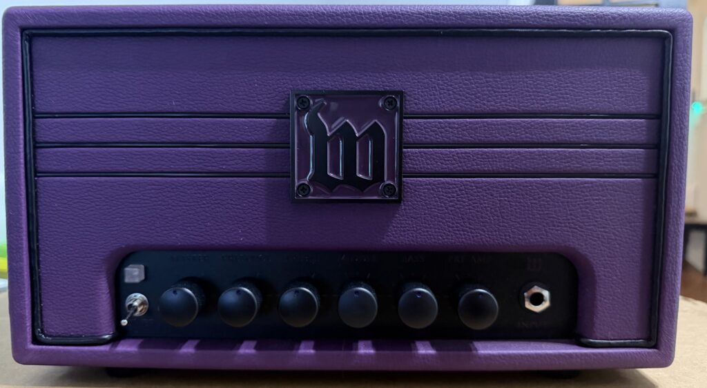 Zakk Wylde Mini guitar amplifier head front view with custom purple tolex